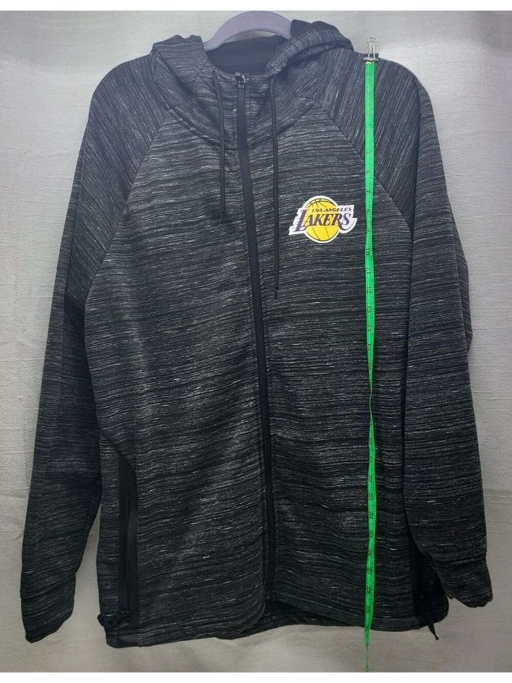 NBA Los Angeles Lakers Hoodie Jacket XL Full Zip Fleece Lined Basketball Gray - Picture 2 of 9